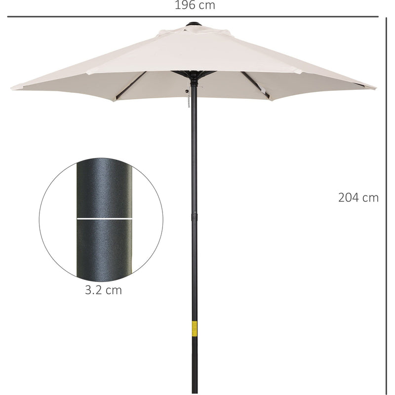 2m Patio Parasol - Outdoor Sun Shade, 6 Ribs Outsunny