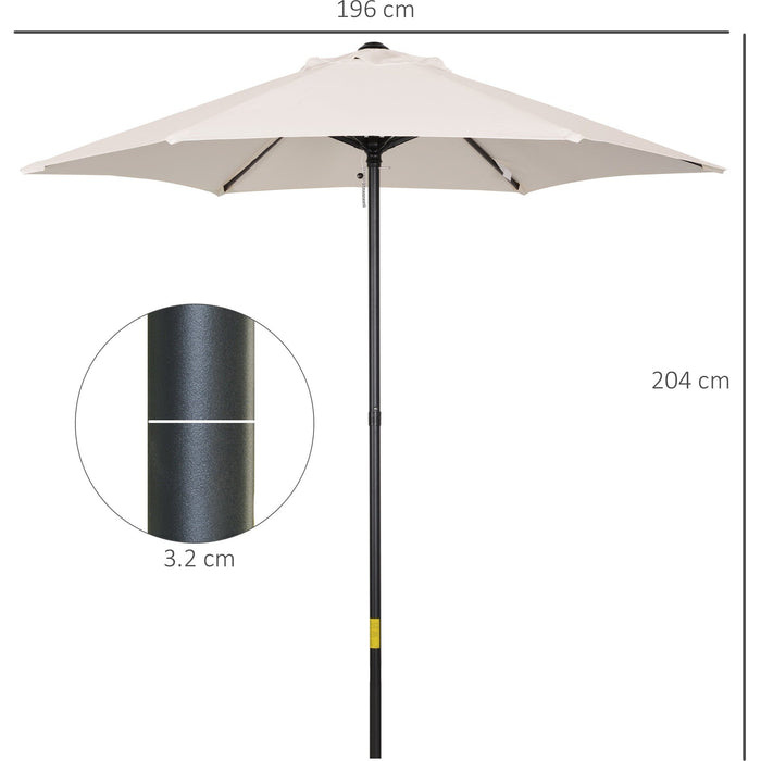 2m Patio Parasol - Outdoor Sun Shade, 6 Ribs