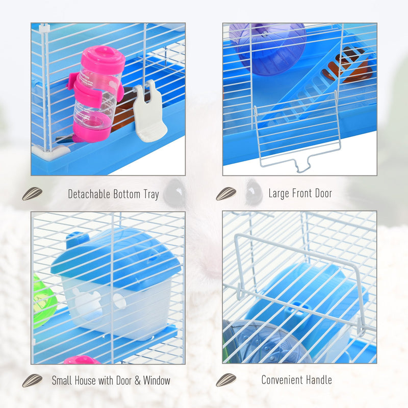 2 Tier Hamster Cage With Wheel And Tunnel