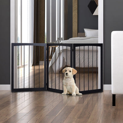 No Screw Pet Gate, Wooden 3 Panel, Freestanding, 160 x 76cm Homcom