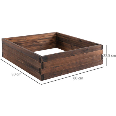 Raised Wooden Flower Beds, 80x80x22.5 cm Outsunny