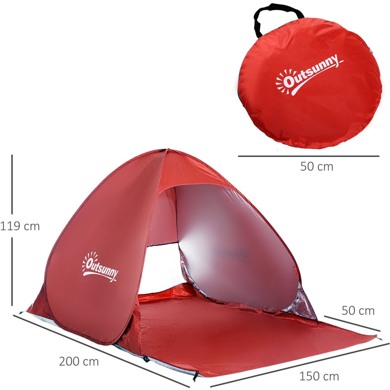 Pop Up Beach Shelter for 2-3 People, Red