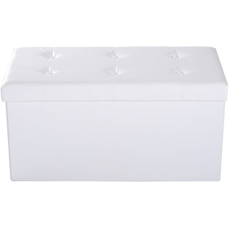 Faux Leather Storage Ottoman With Button Tufted Lid