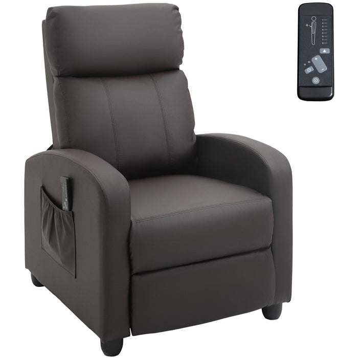 Leather Recliner Chair with Massage, Footrest, Remote, Black