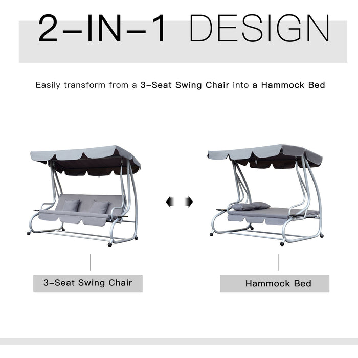 2-in-1 Garden Swing Seat Bed 3-Seater Chair Hammock