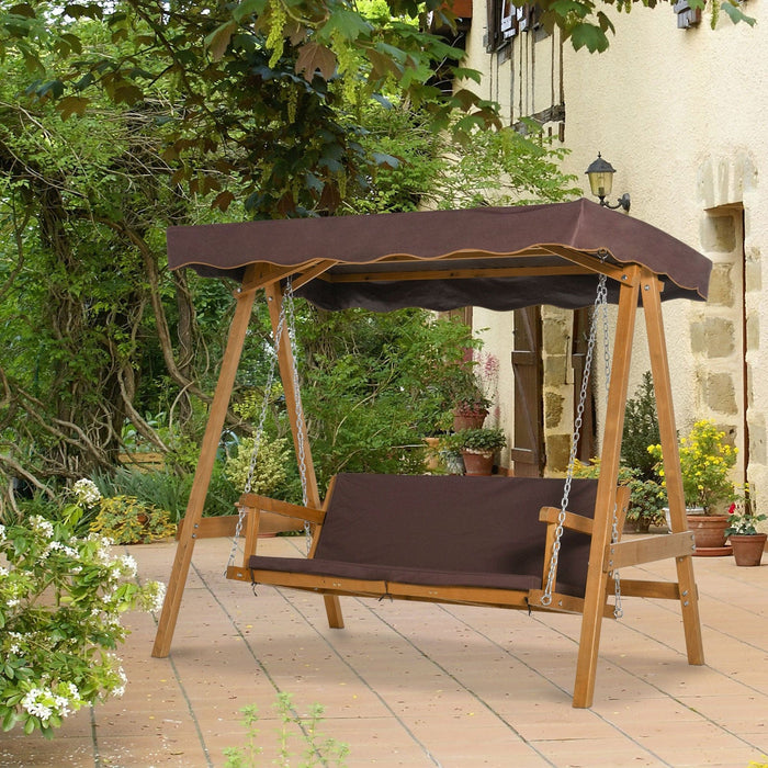 3 Seater Garden Swing Chair With Canopy, Padded Cushions