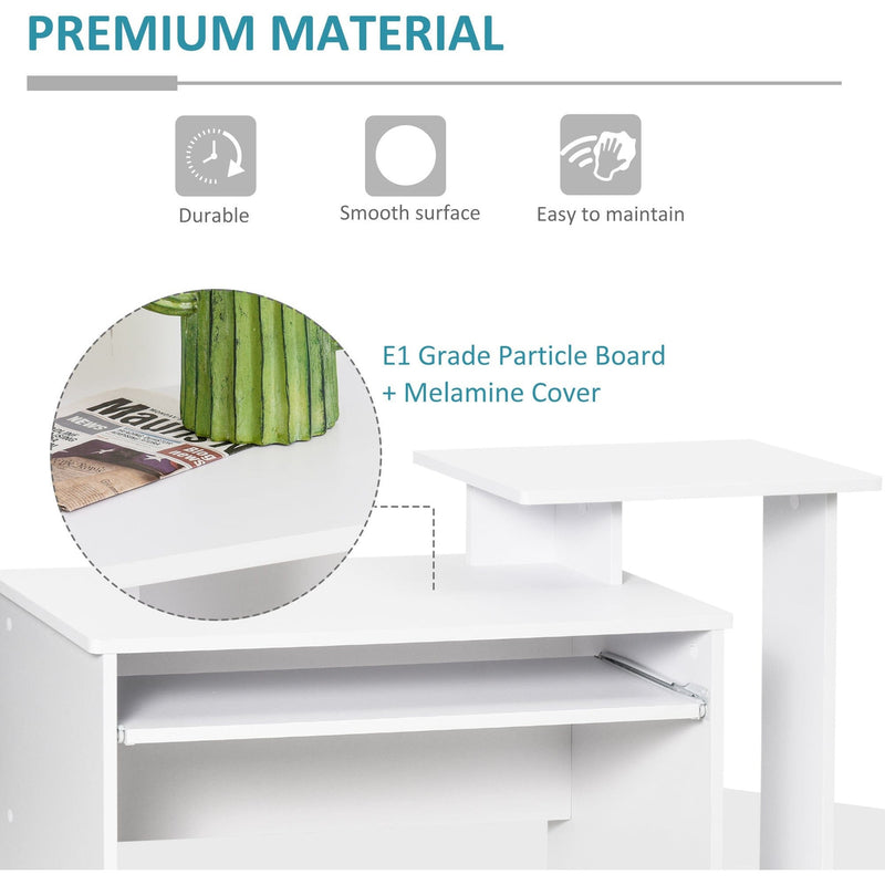 Compact Gaming PC Desk with Keyboard Tray & Drawer Shelf