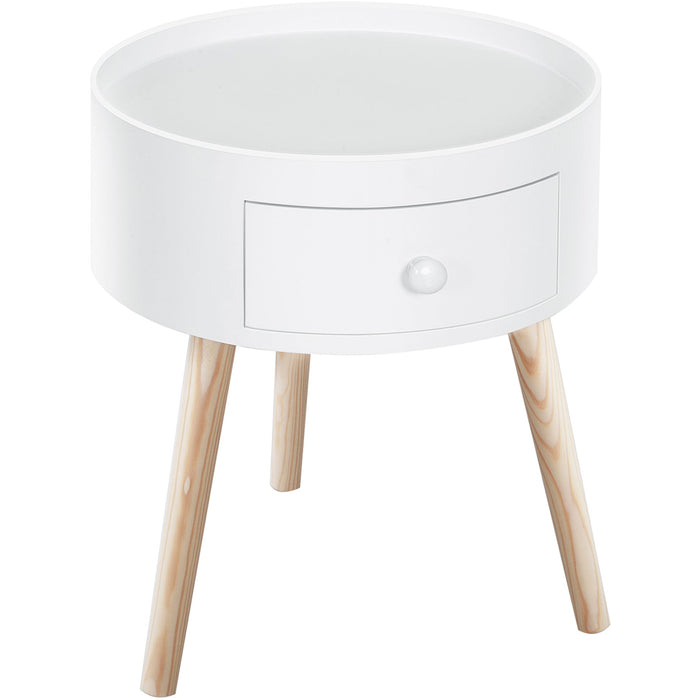 Modern Round Wooden Coffee Table Storage - White