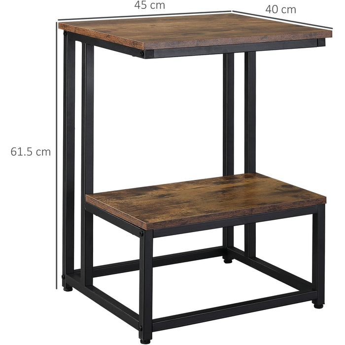 Rustic Brown Double Layer End Table