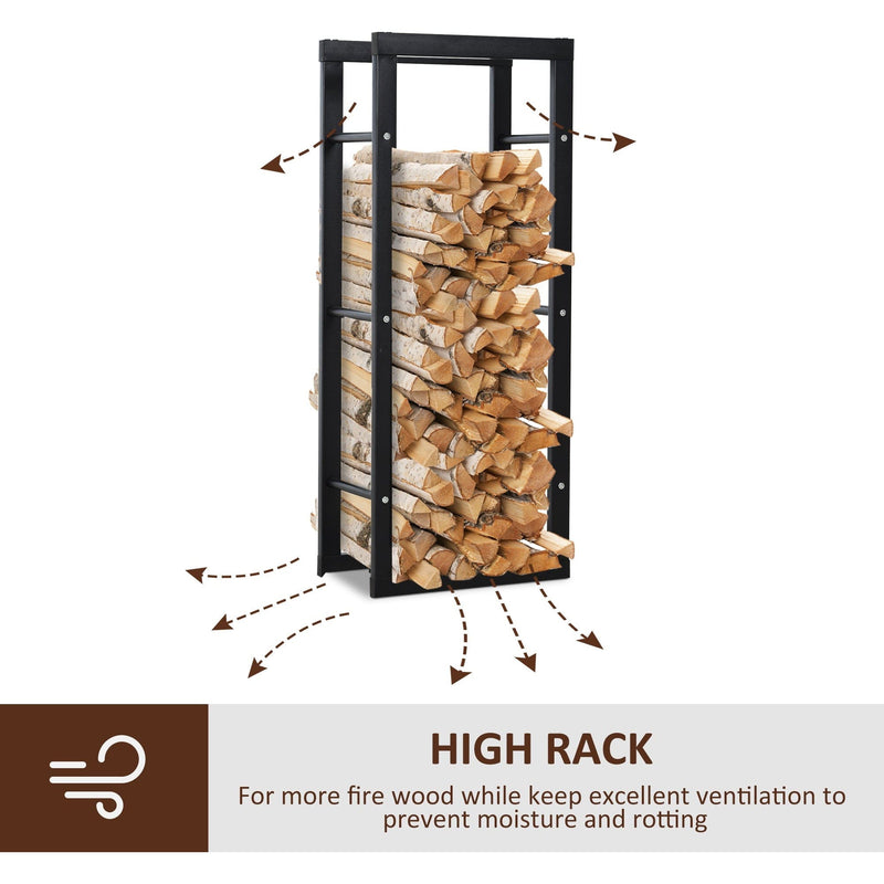 Tall Metal Firewood Log Holder, Indoor/Outdoor, Rust-Resistant