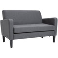 Grey Linen 2-Seater Sofa with Curved Design & Wood Legs Homcom