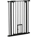 Extra Tall Pet Gate with Door (74-80cm) - Black Pawhut
