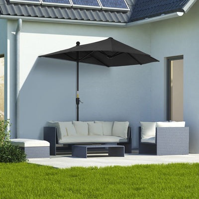 2m Half Garden Parasol, Black Outsunny