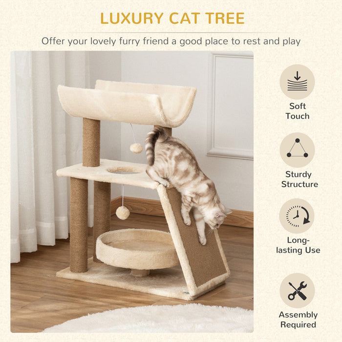 Wall-Mounted Cat Tree: 4-Layer, Oak