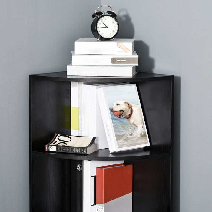 Wood Corner Shelf, 4-Tier Freestanding Bookshelf