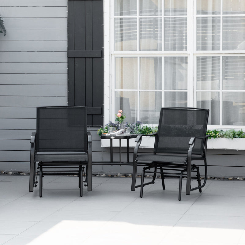 Bistro Set With Glider Chairs, Black