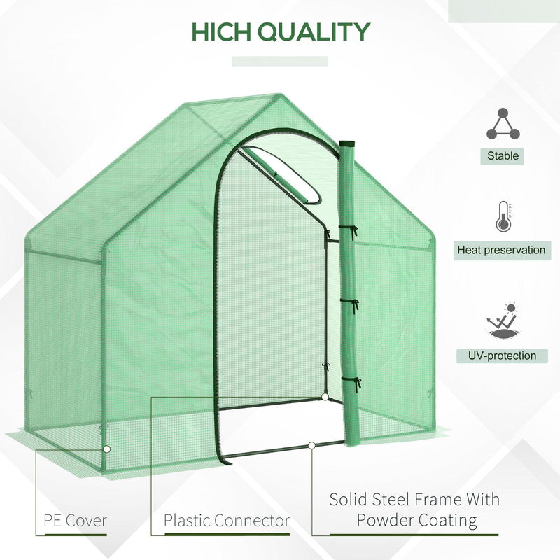 Small Greenhouse For Garden, Roll-Up Door, 180x100x168cm