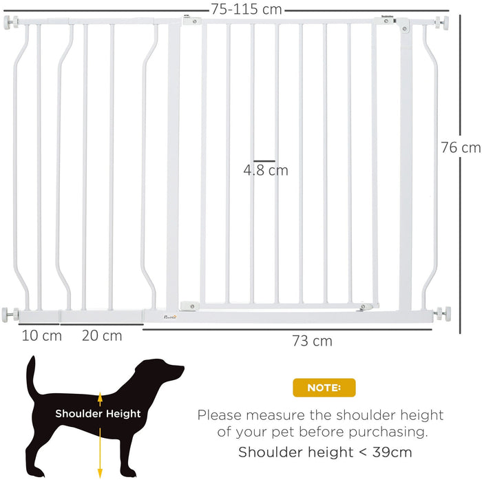 75-115cm  Wide Pet  Safety Gate - White