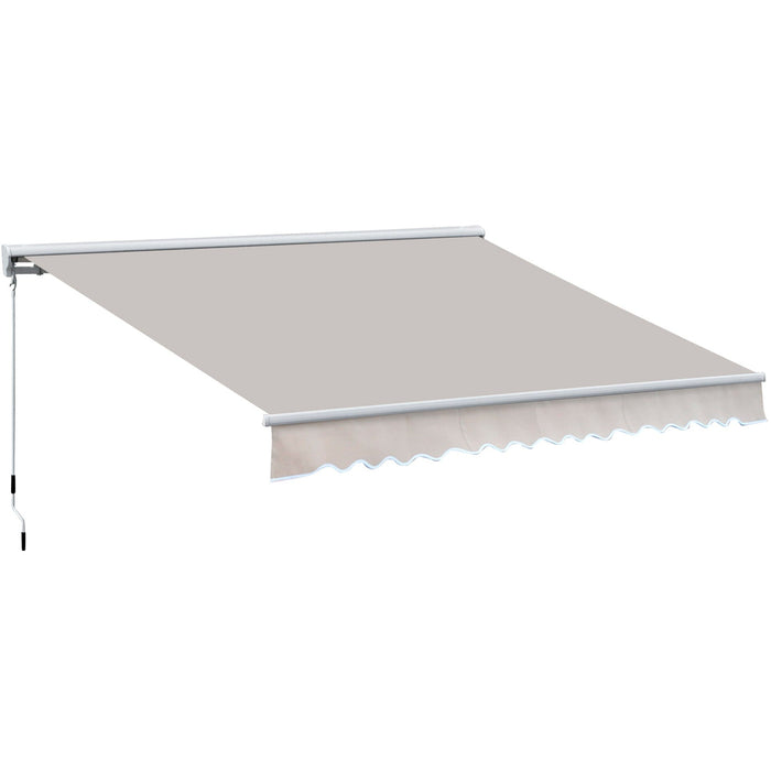 Manual Awning For Patio 3.5 x 2.5M Retractable Cream White