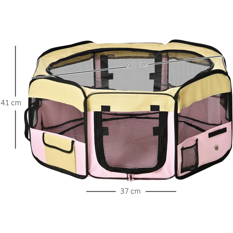 Fabric Pet Playpen for Small Animals, Pink, L37xH37xD90cm