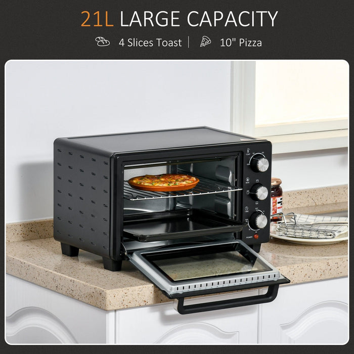 21L Mini Countertop Oven - Grill, Timer, 1400W