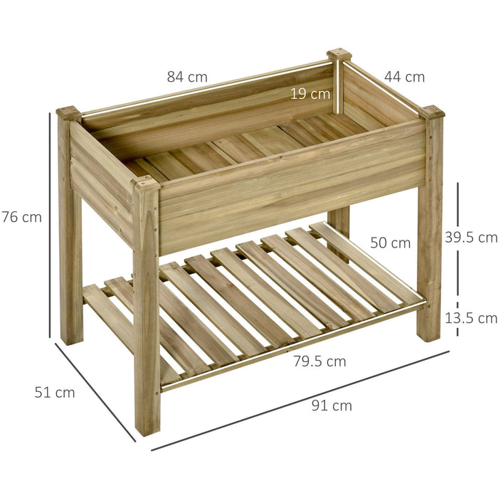Wooden Planter on Legs With Shelf