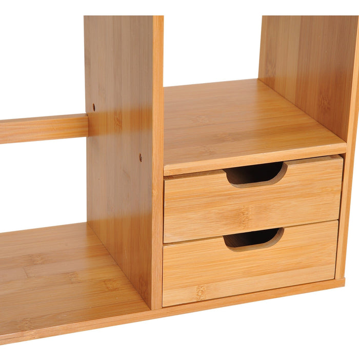 Bamboo Desktop Bookshelf Desk Organiser with 2 Drawers