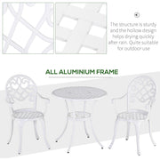3pc White Metal Bistro Set Outsunny