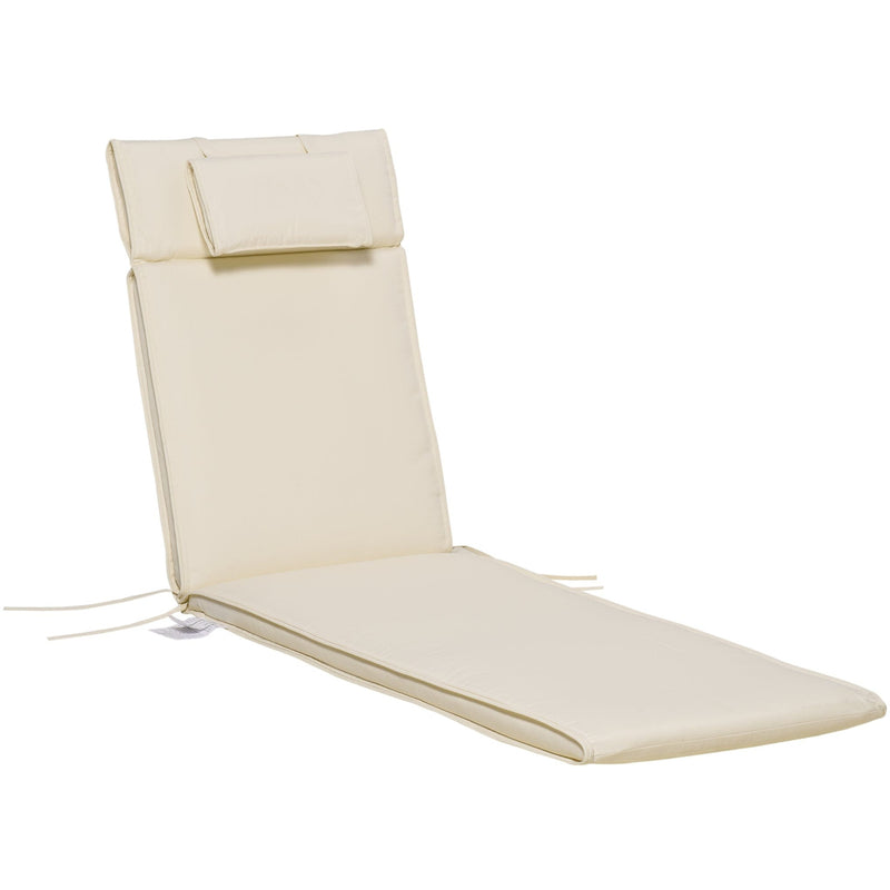 Garden Sun Lounger Cushion with Pillow, White Outsunny
