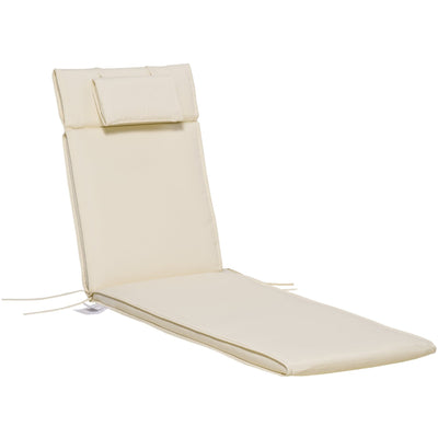 Garden Sun Lounger Cushion with Pillow, White Outsunny