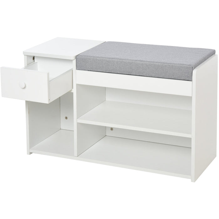 Shoe Storage Bench With Cushion, White