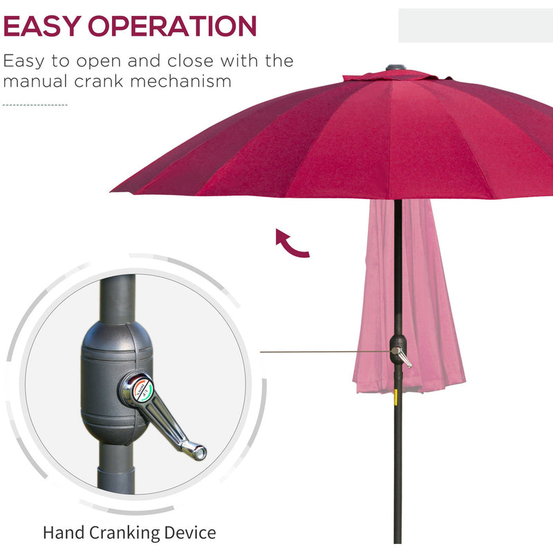 Round Patio Parasol, 2.5m, Tilt Crank, 18 Ribs
