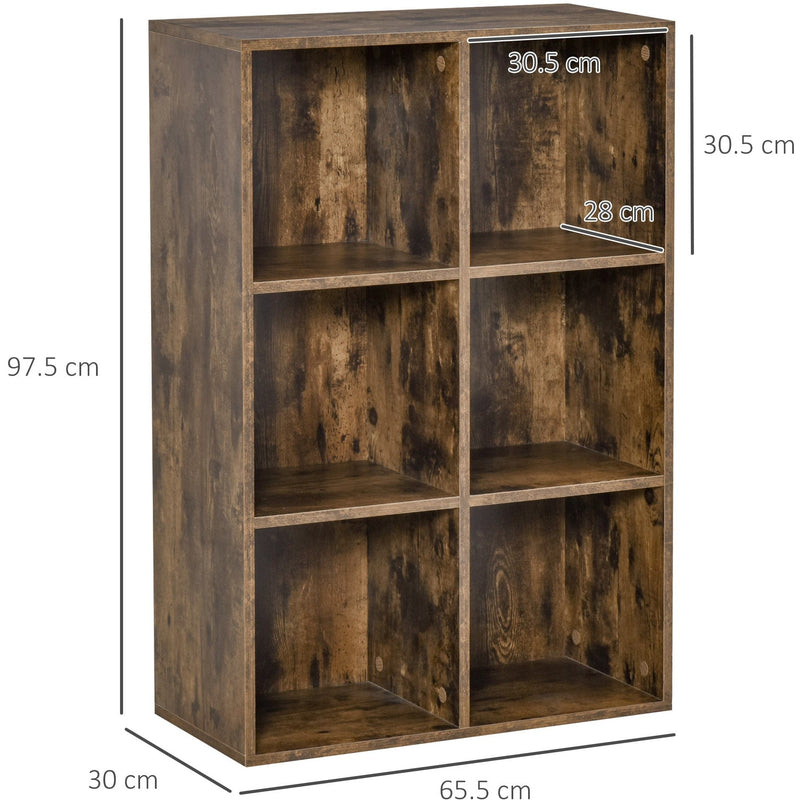 Rustic Brown 6 Cube Bookcase