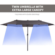 4.6m Double Sided Parasol, No Base, Beige Outsunny