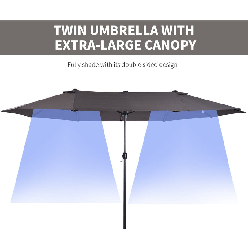 4.6m Double Sided Parasol, No Base, Beige Outsunny