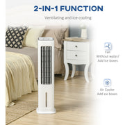 HOMCOM Evaporative Air Cooler, Oscillating Ice Cooling Fan with 3 Modes, 3 Speeds, Remote Control, Timer, and Oscillation, White Homcom