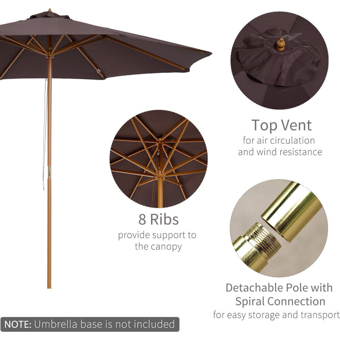 3m Bamboo Patio Umbrella, Coffee