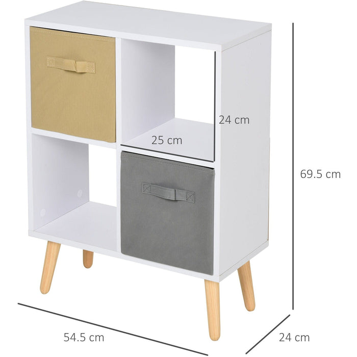 4 Cube Cabinet, 2 Fabric Drawers, L54.5 x W24 x H69.5cm