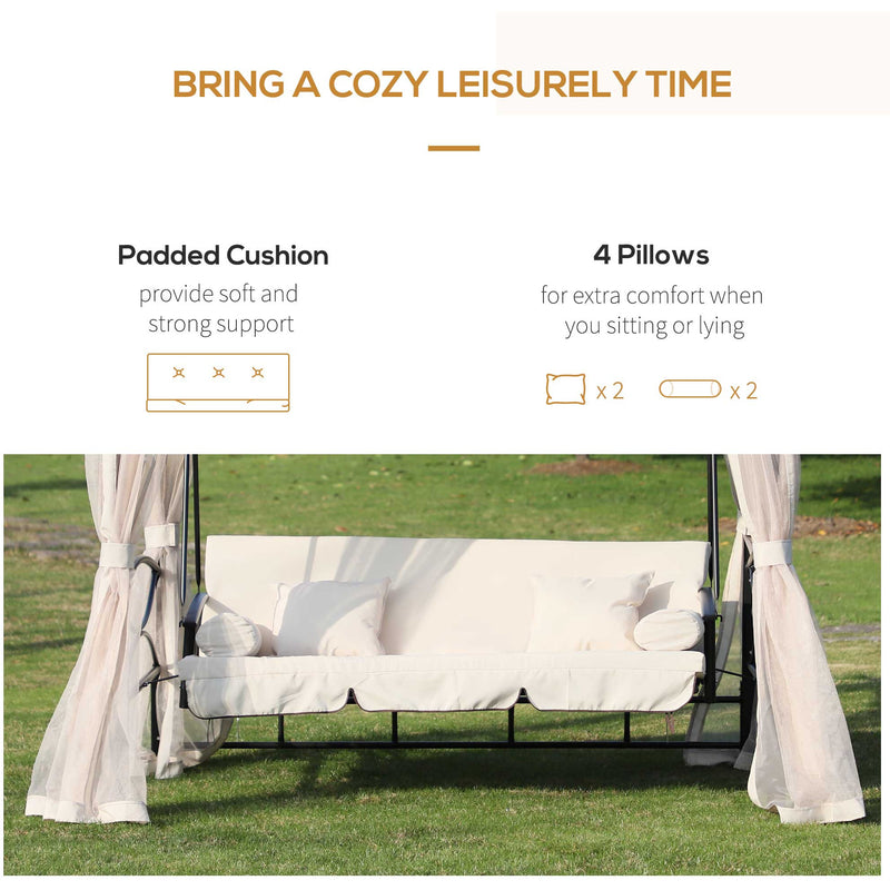 Outdoor 2-in-1 Convertible Garden Swing Chair Bed Outsunny