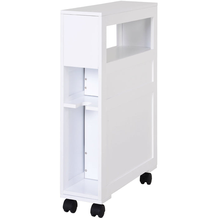 Small White Bathroom Storage Cabinet, 16W x 52D 71H cm