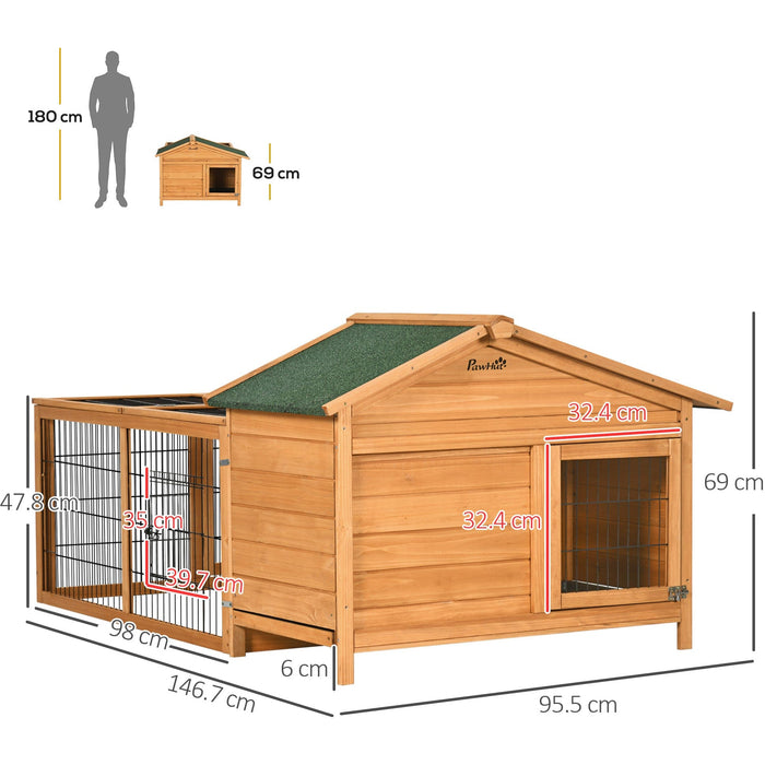 Outdoor Wooden Rabbit Hutch With Detachable Run