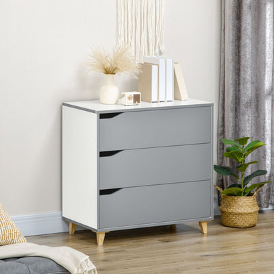 3 Drawer Bedroom Chest, Grey Homcom