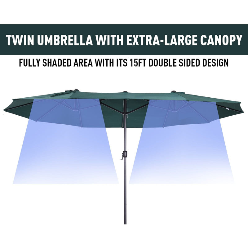 4.6m Large Garden Parasol, Double Sided, No Base