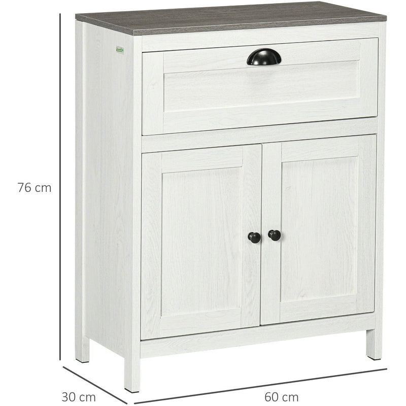 White Freestanding Bathroom Floor Cabinet With Drawer
