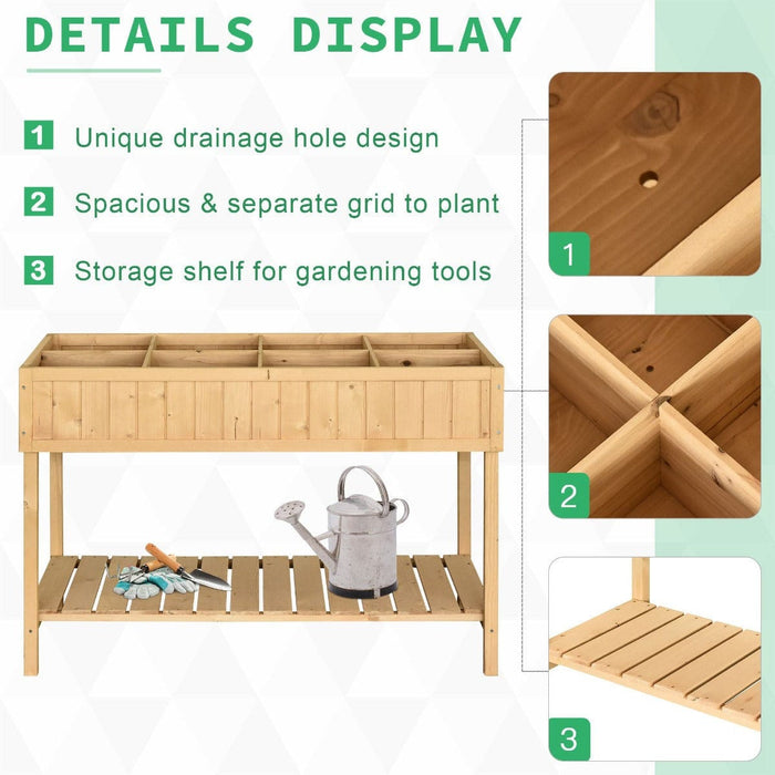 8-Box Raised Wooden Planter Box, 110x46x76 cm