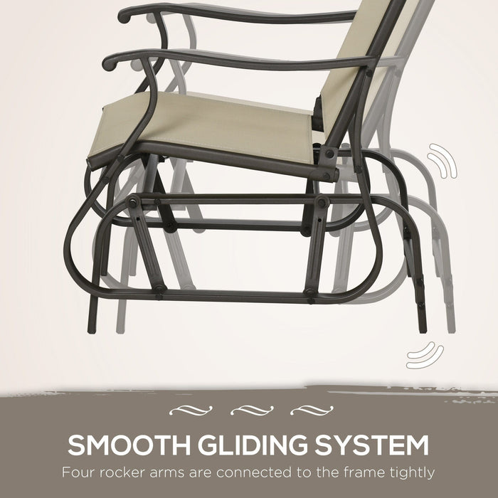 3-PC Outdoor Gliding Chair & Tea Table Set, Khaki