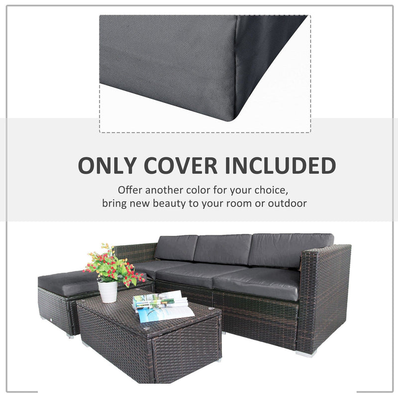 Grey Replacement Cushion Covers for Rattan Sofa (Cover Only)
