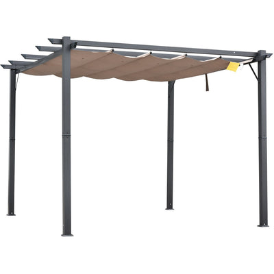 3m x 3m Metal Pergola With Retractable Canopy Outsunny