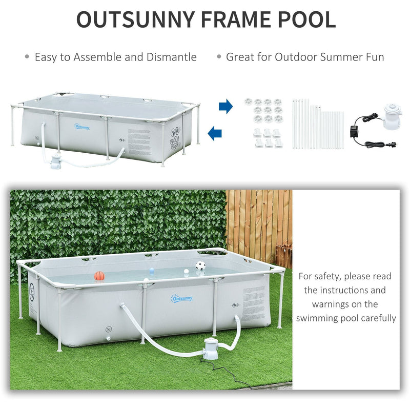 8ft Steel Frame Pool Set, Filter Pump, Rust Resistant Outsunny