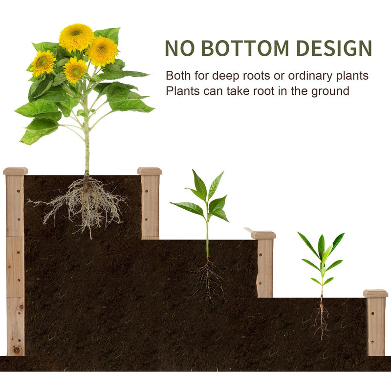 3 Tier Raised Wooden Garden Bed, 124x124 cm Outsunny